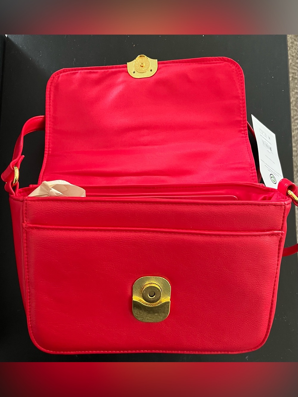 Time and Tru Red Crossbody Bag with Gold Hardware - Picture 3 of 6
